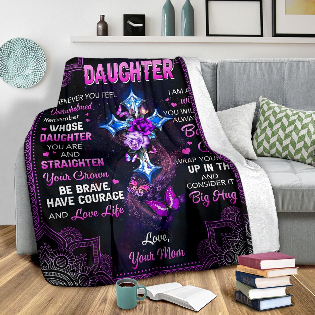 Butterfly To My Daughter Christian Flannel Blanket For Cozy Bedroom Sofa Decor