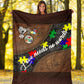 Autism Awareness Love Needs No Words Leather Pattern Flannel Blanket For Cozy Bedroom Sofa Decor