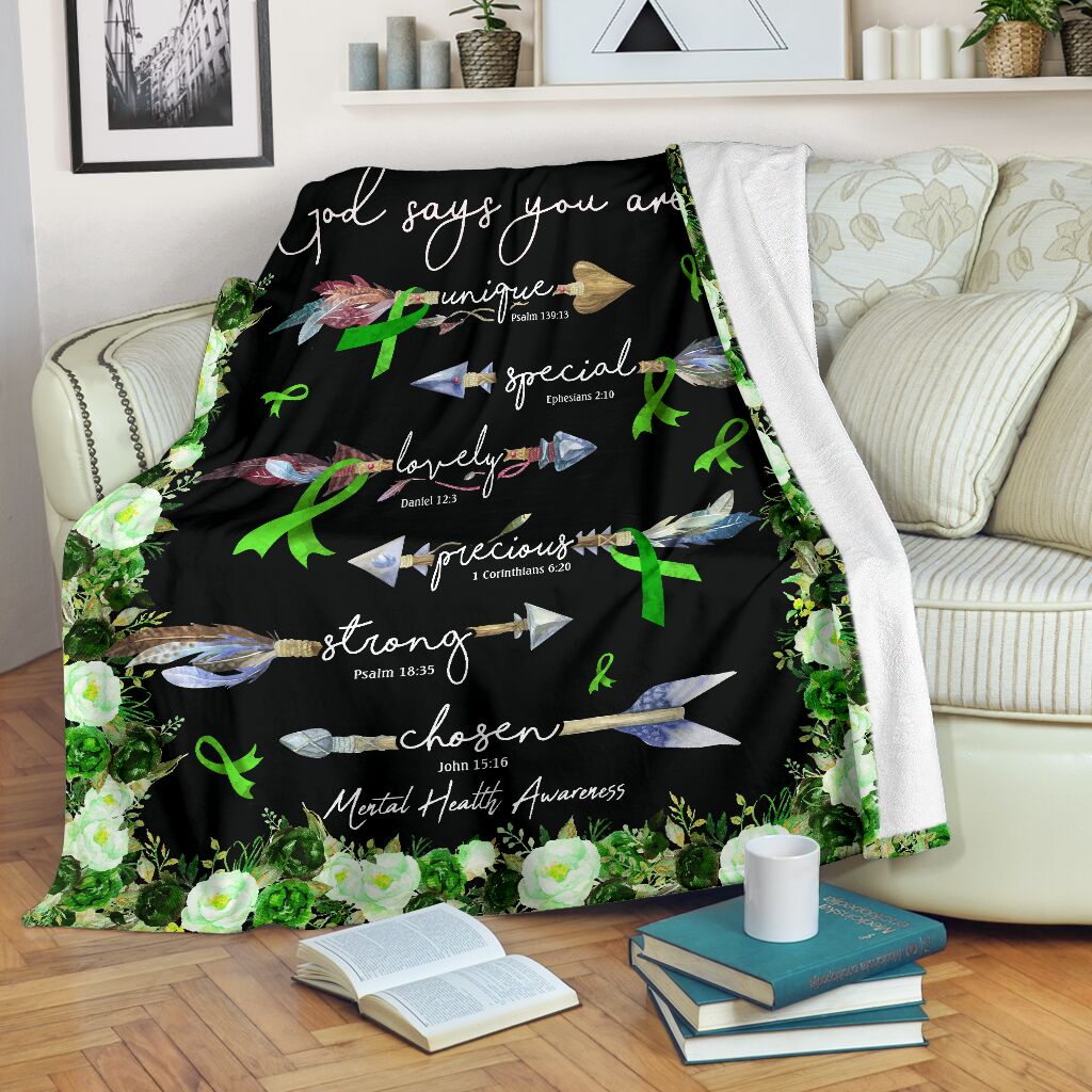 God Says You Are Mental Health Awareness Flannel Blanket For Cozy Bedroom Sofa Decor