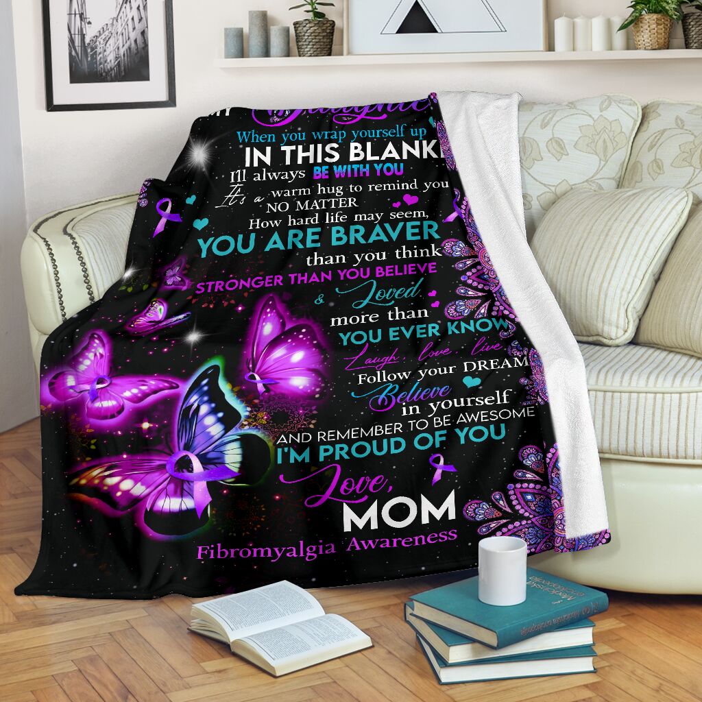 Fibromyalgia Awareness Butterfly Flannel Blanket For Cozy Bedroom Sofa Decor