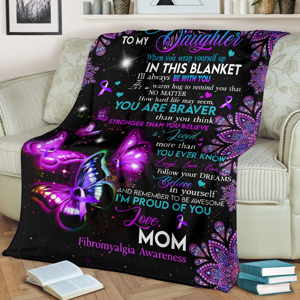 Fibromyalgia Awareness Butterfly Flannel Blanket For Cozy Bedroom Sofa Decor