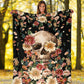 Skull Floral So Mysterious Flannel Blanket For Cozy Bedroom Sofa Decor