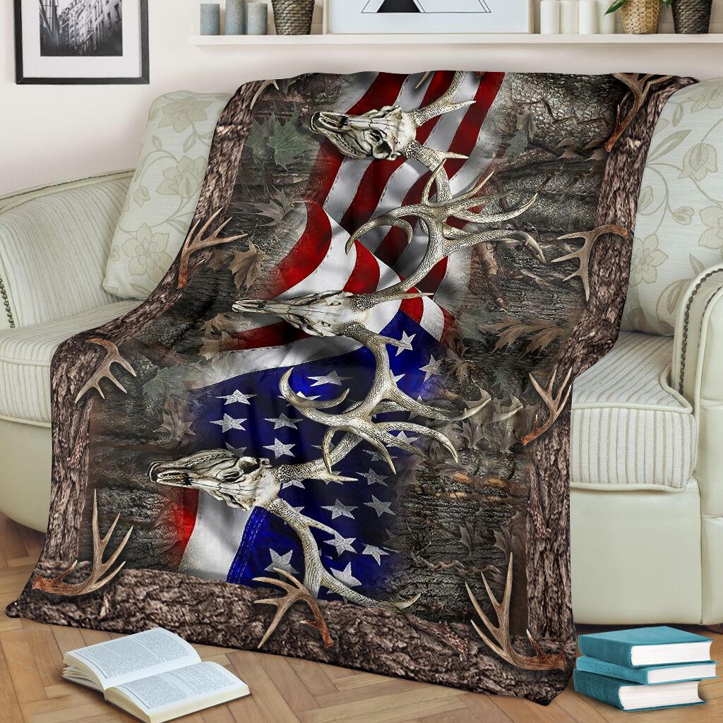 Hunting American Hunters Flannel Blanket For Cozy Bedroom Sofa Decor