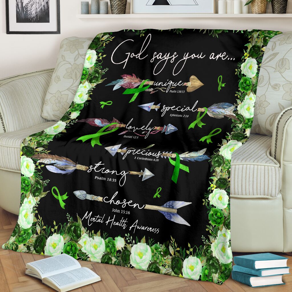 God Says You Are Mental Health Awareness Flannel Blanket For Cozy Bedroom Sofa Decor
