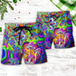 Hippie Mushroom Colorful Beach Shorts Pattern Detail For Sunny Day Adventures And Leisure And Relaxation