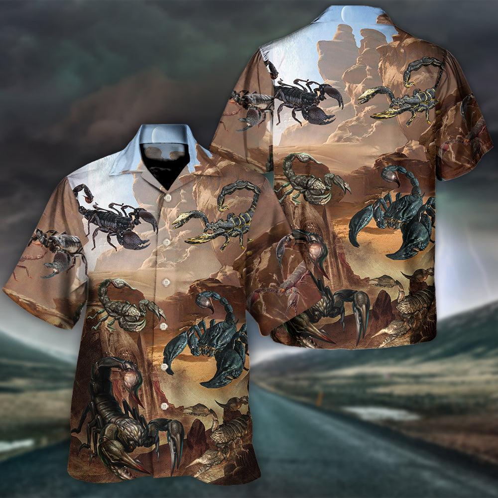 Scorpion Mountain Behind Hawaiian Shirt For Summer Vacation And Beach Travel