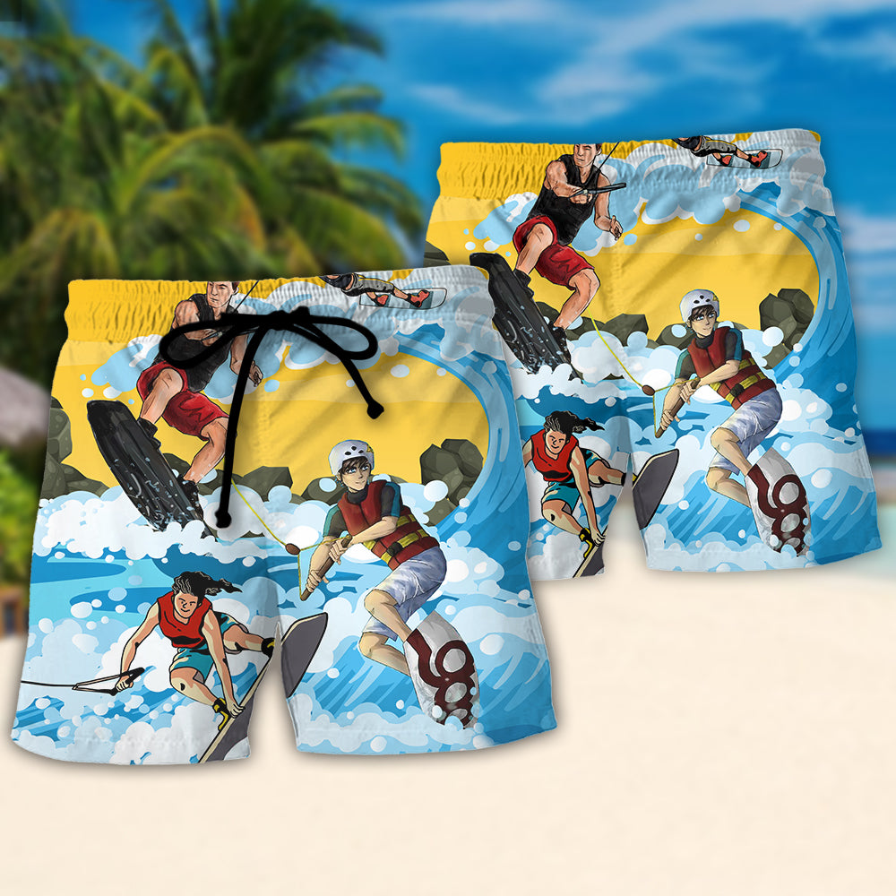 Wakeboarding Saved Me Funny Wakeboard Lover Beach Shorts For Warm Weather Trips And Everyday Use