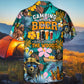 Funny Camping Bear Beer Sitting Woods Hawaiian Shirt Pattern Detail For Outdoor Gatherings
