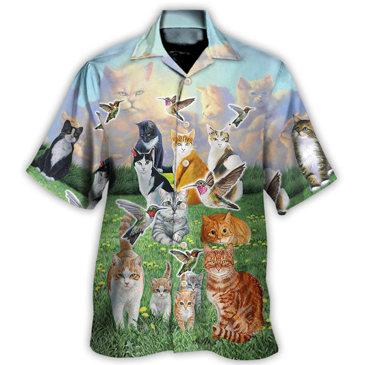 Cat Heaven Hawaiian Shirt Pattern Detail For Summer Holidays And Outdoor Fun