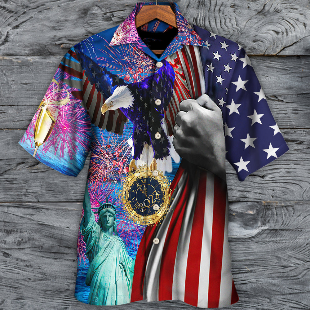 American New Year Hawaiian Shirt For Beach Parties And Weekend Getaways