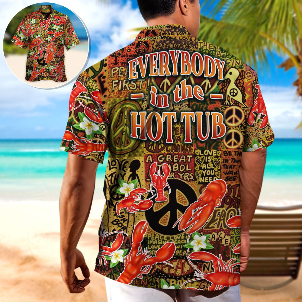 Tropical Lobster Hippie Hawaiian Shirt Graphic Artwork Detail For Summer Travel