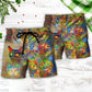 Cat Beautiful Colorful Art Style Beach Shorts For Wildlife Inspired Summer Style