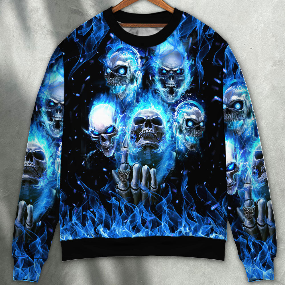 Angry Blue Skull Sweater For Casual Wear Parties And Thoughtful Gifting