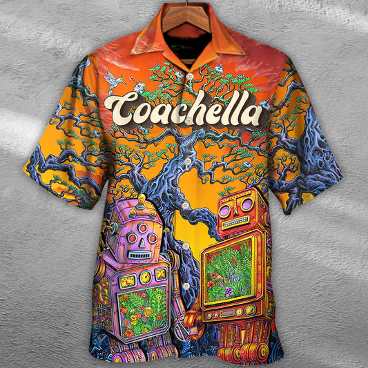 Music Event Festival Hawaiian Shirt Pattern Detail For Summer Holidays And Outdoor Fun