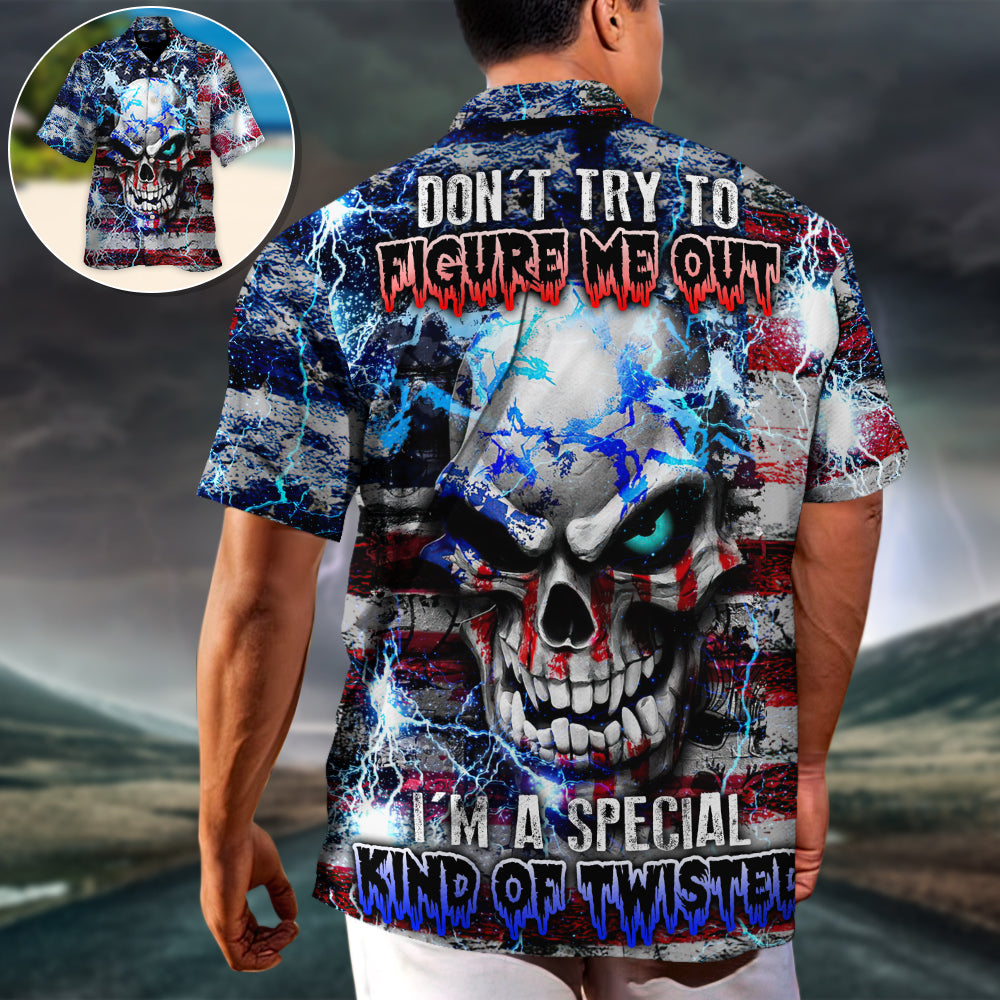 Vintage Skull Artwork Hawaiian Shirt Button Front Artwork For Weekend Trips
