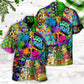 Hippie Peace And Space Explorer Hawaiian Shirt With Detailed Graphic For Tropical Getaways Outdoor Fun And Everyday Wear
