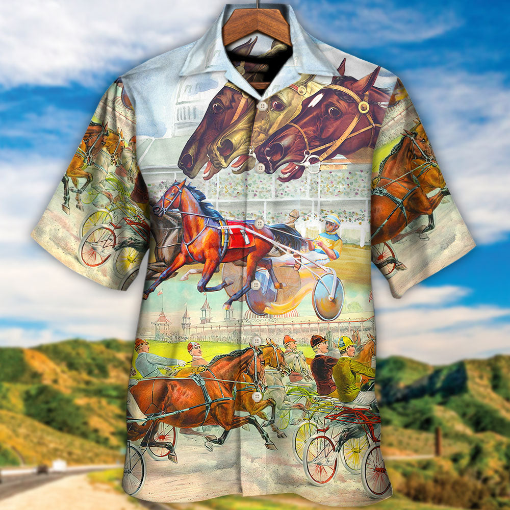 Racing Horse Hawaiian Shirt Fabric Pattern Detail For Outdoor Gatherings