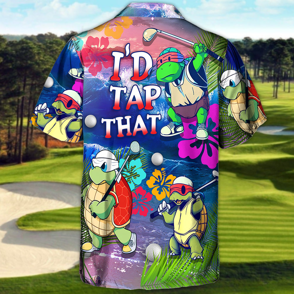 Funny Golf Turtle Beach Hawaiian Shirt Pattern Detail For Outdoor Gatherings