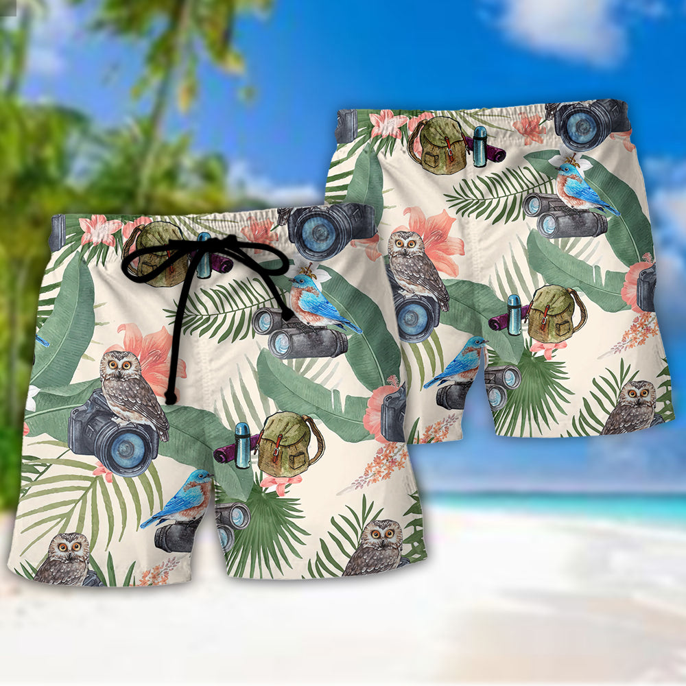 Bird Watching Beach Shorts Pattern Detail For Island Trips And Comfortable Daily Use