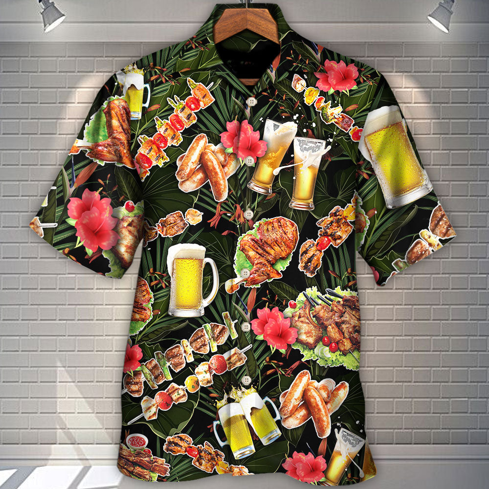Funny Barbecue BBQ Grandpa Hawaiian Shirt Fabric Pattern Detail For Thoughtful Gifting