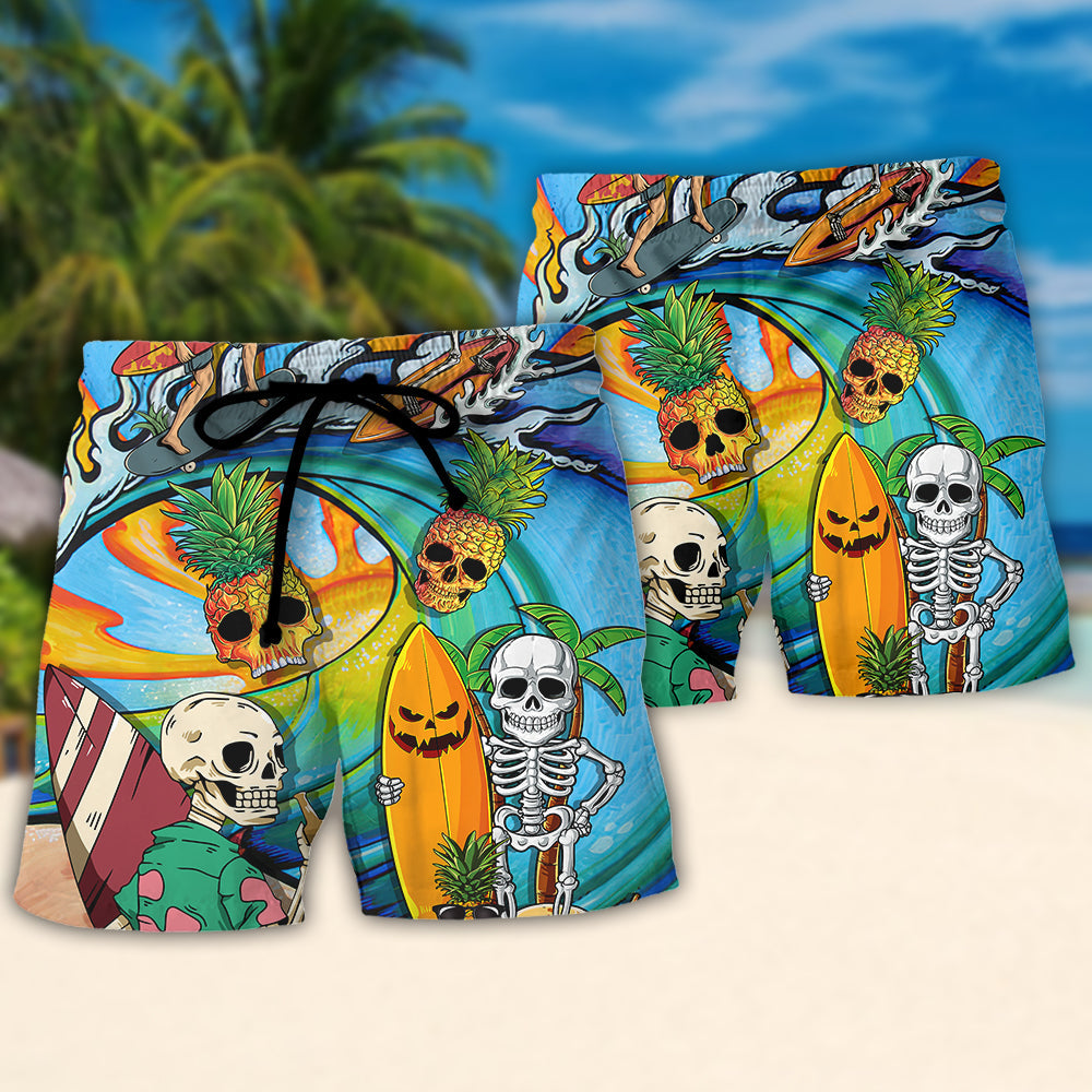 Surfing Skeleton Never Underestimate An Old Guy Beach Shorts For Vacation Travel And Relaxed Outdoor Comfort