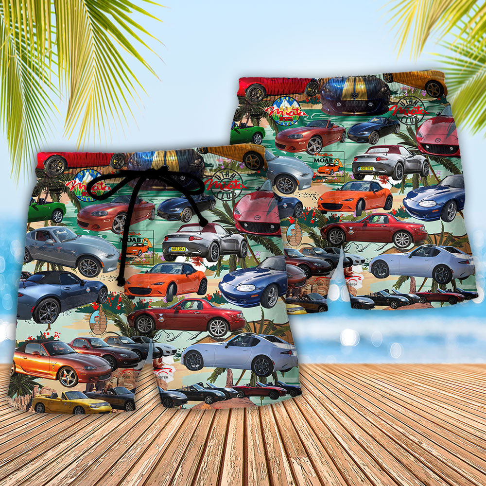 Summer Tropical Island Car Beach Shorts Pattern Detail For Poolside Fun And Laid Back Styling