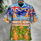 Funny Cricket Kangaroo Hawaiian Shirt Collar And Front View For Summer Travel