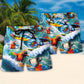 Surfing Parrot Beach Shorts Pattern Detail For Seaside Leisure And Weekend Casual Style
