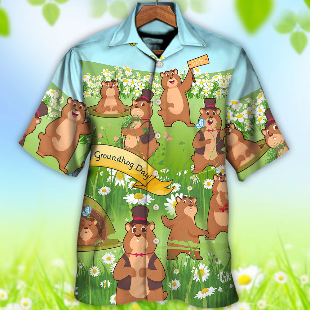 Floral Groundhog Grass Hawaiian Shirt Fabric Pattern Detail For Coastal Travel