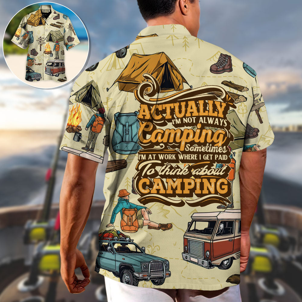 Camping Actually I'M Not Hawaiian Shirt Fabric Pattern Detail For Outdoor Gatherings