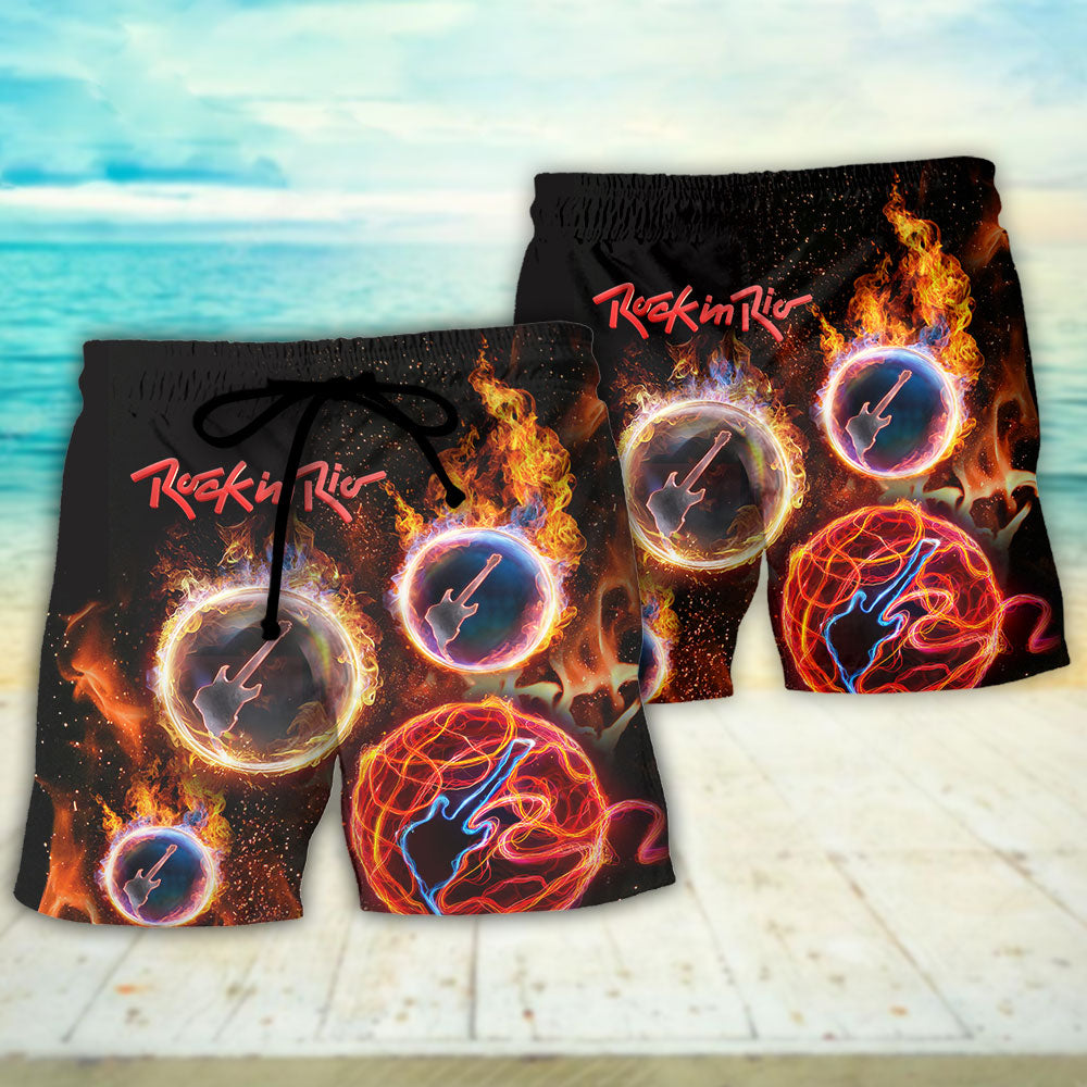 Rock Fire Music Lover Vibrant Style Beach Shorts For Beach Days And Casual Style