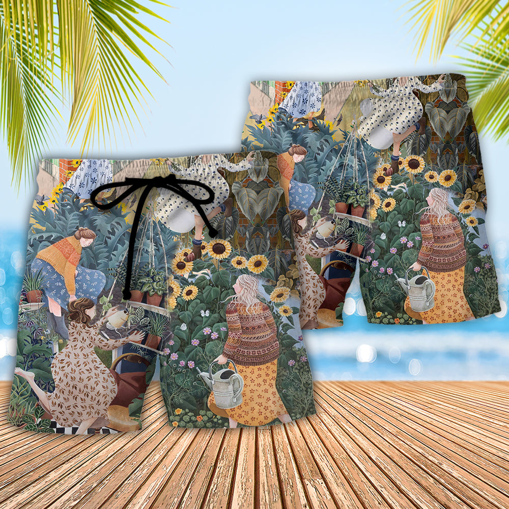 Gardening Early Morning Spring Garden Still Life Beach Shorts For Warm Weather Trips And Everyday Use