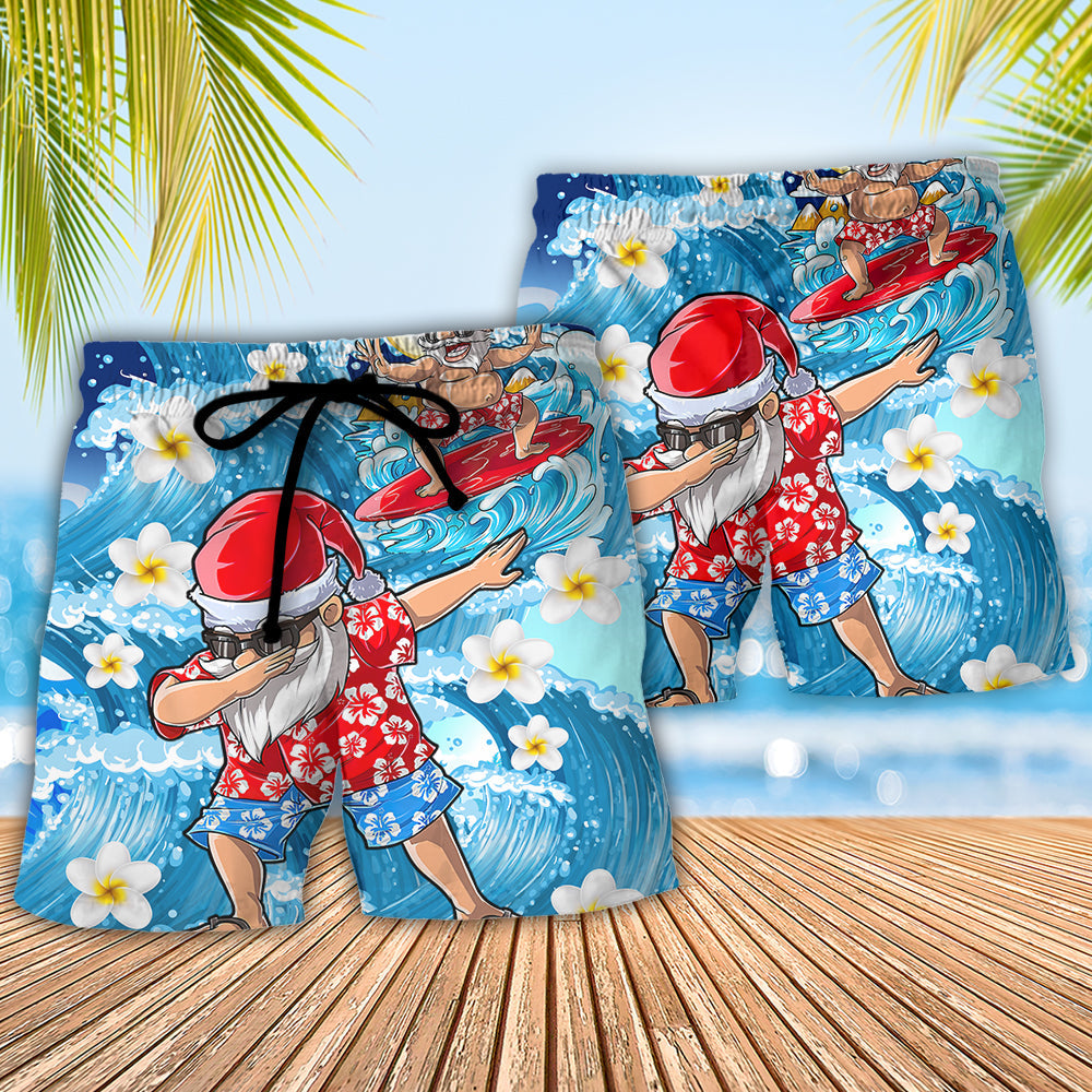 Christmas In July Summer Santa Beach Shorts Pattern Detail For Coastal Travel And Everyday Comfort