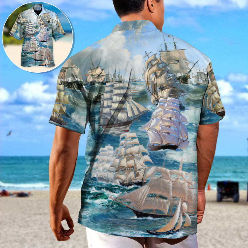 Sailing Wind Waves Favor Skilled Navigator Hawaiian Shirt Design View For Casual Summer Styling