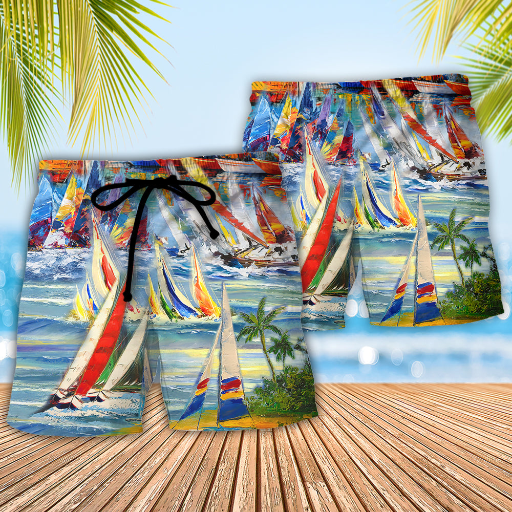 Sailing Ocean Escape With Calming Homecoming Beach Shorts For Tropical Coastal Getaways