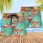 Coastal Flamingo Beach Shorts Pattern Detail For Casual Outings And Weekend Casual Style