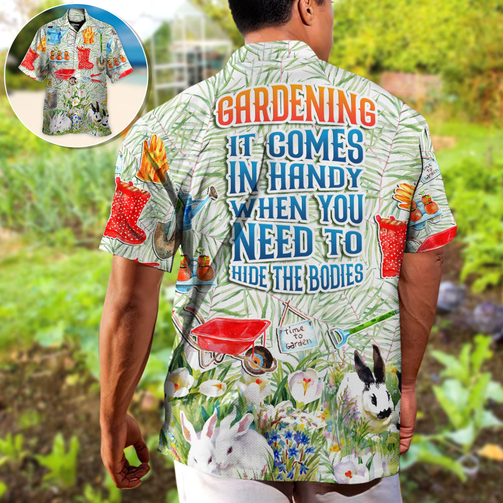 Vintage Gardening Plants Hawaiian Shirt Front Pattern View For Casual Outings