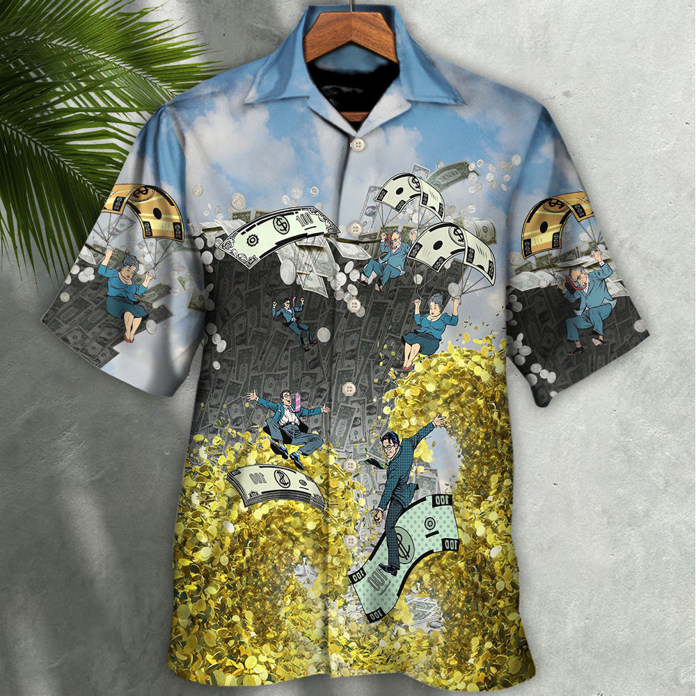 Parasailing Outdoor Passion Hawaiian Shirt Collar And Front View For Casual Outings