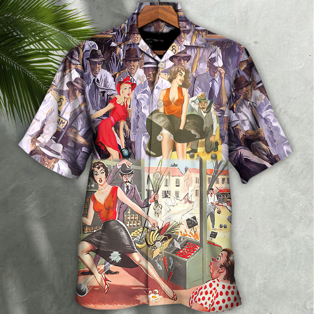 Coastal Lawn Bowling Activity Hawaiian Shirt Creative Print View For Warm Weather Events