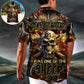 Skull Sheep Bullet Fire Hawaiian Shirt Collar And Front View For Outdoor Gatherings