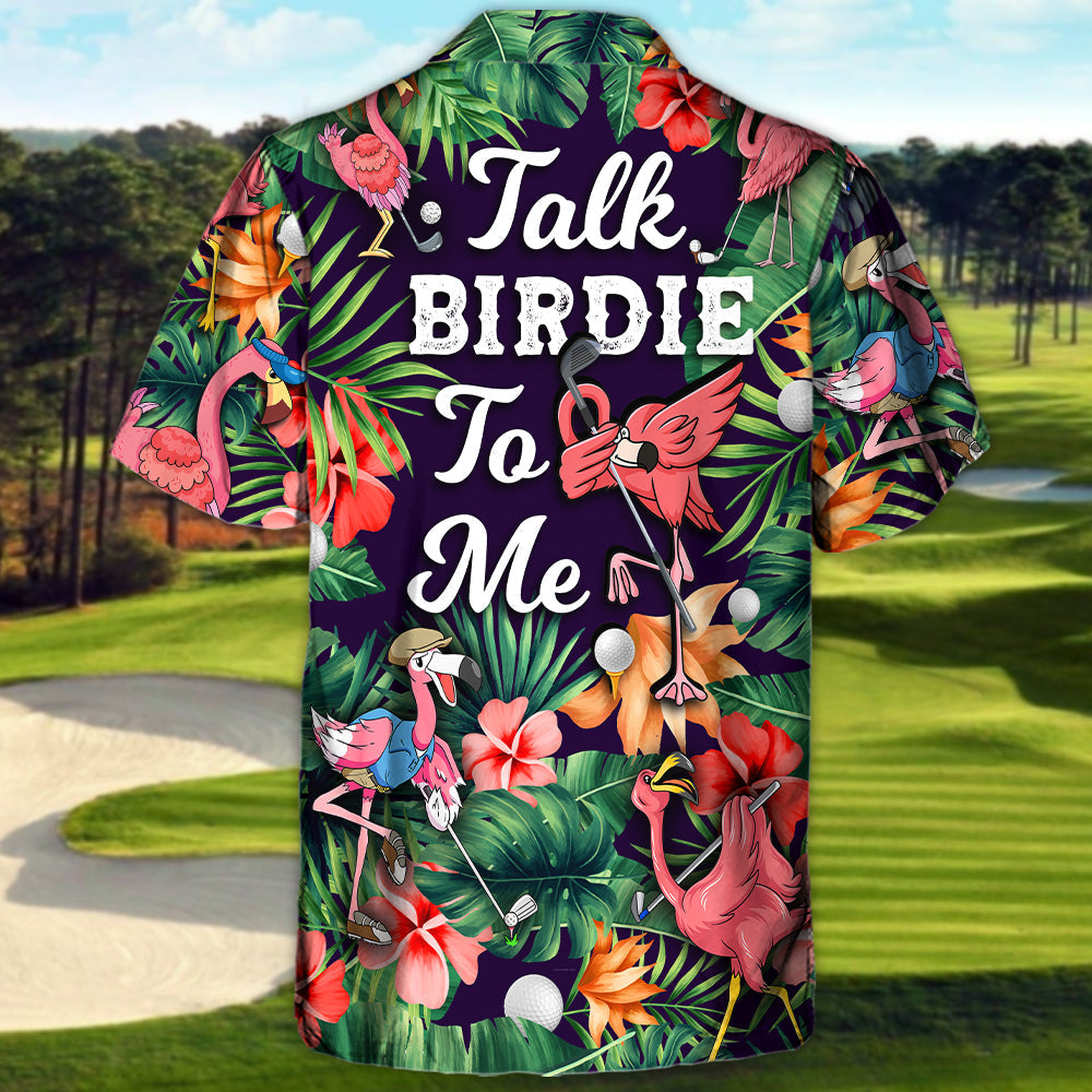 Tropical Funny Golf Flamingo Hawaiian Shirt Design View For Resort Wear