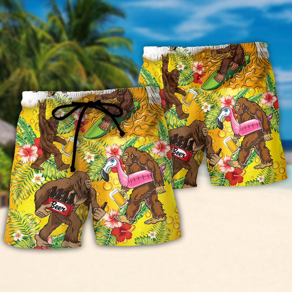 Bigfoot Funny Stole My Beer Tropical Style Beach Shorts For Beach Gatherings And Travel