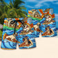 Surfing Dog Beach Shorts Pattern Detail For Outdoor Activities And Relaxed Casual Wear