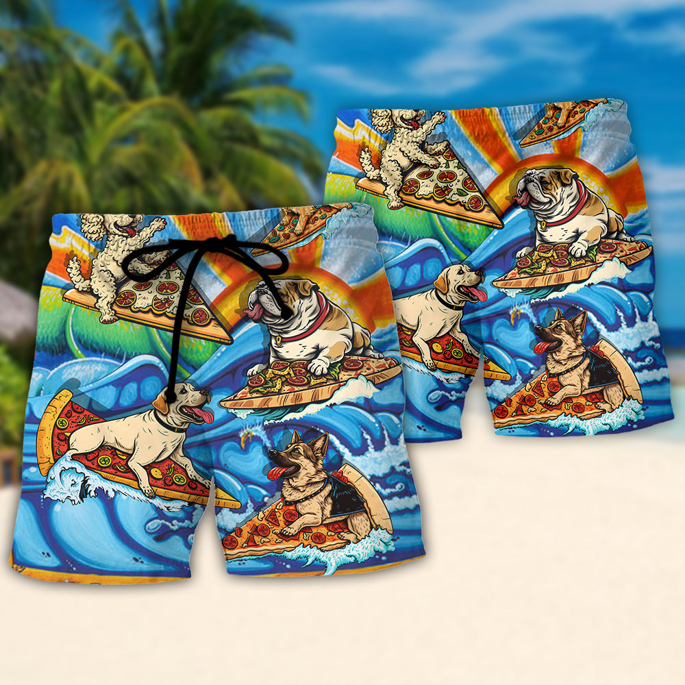 Surfing Dog Beach Shorts Pattern Detail For Outdoor Activities And Relaxed Casual Wear
