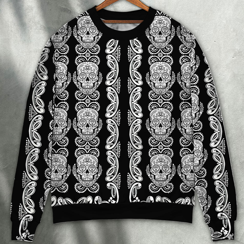 Black And White Diamond Skull Sweater For Alternative Fashion Events And Thoughtful Seasonal Gifts