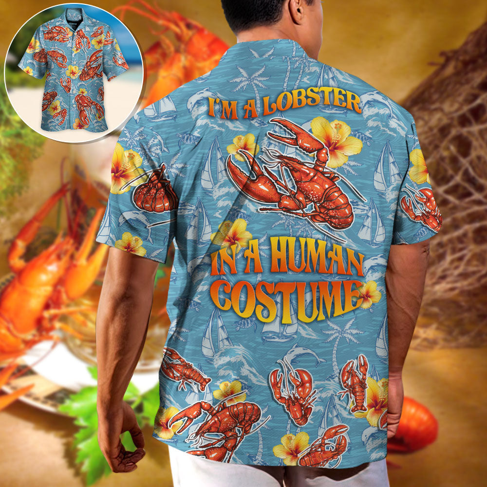 Lobster Costume Hawaiian Shirt Design Detail For Sunny Adventures And Casual Wear