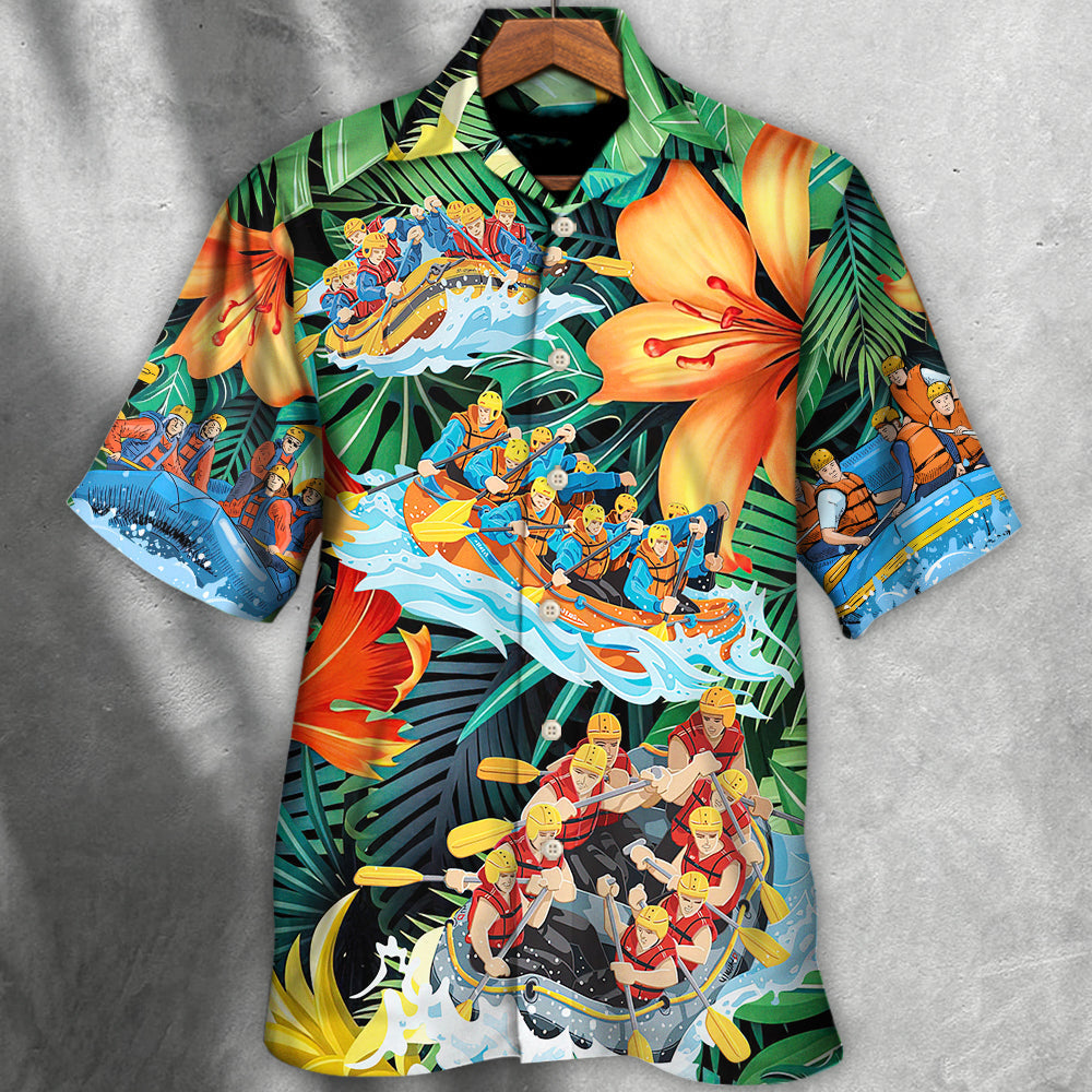 Tropical Water Rafting Outdoor Passion Hawaiian Shirt Detailed Pattern View For Vacation Style