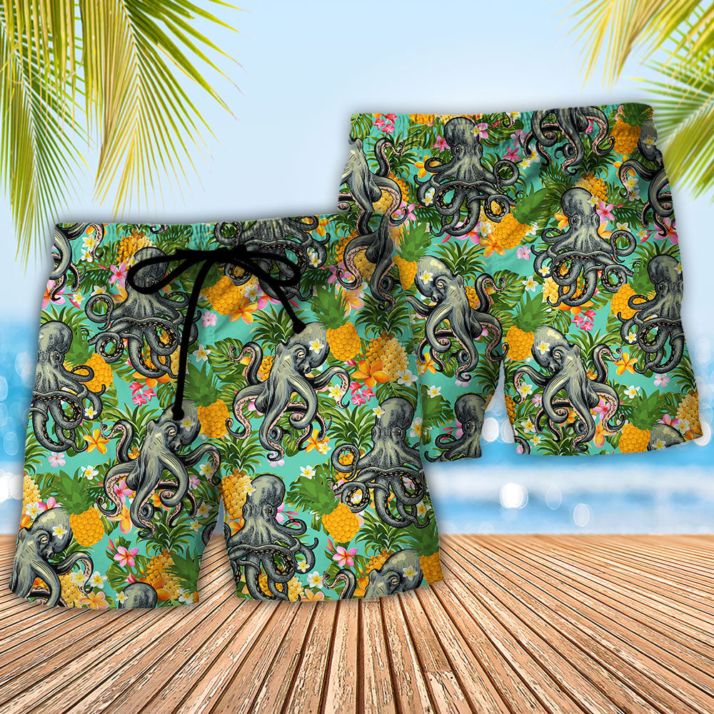 Octopus Tropical Fruit Peace Life Style Beach Shorts For Seaside Summer Adventures