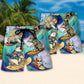 Surfing Cat Beach Shorts Pattern Detail For Island Trips And Lightweight Summer Style