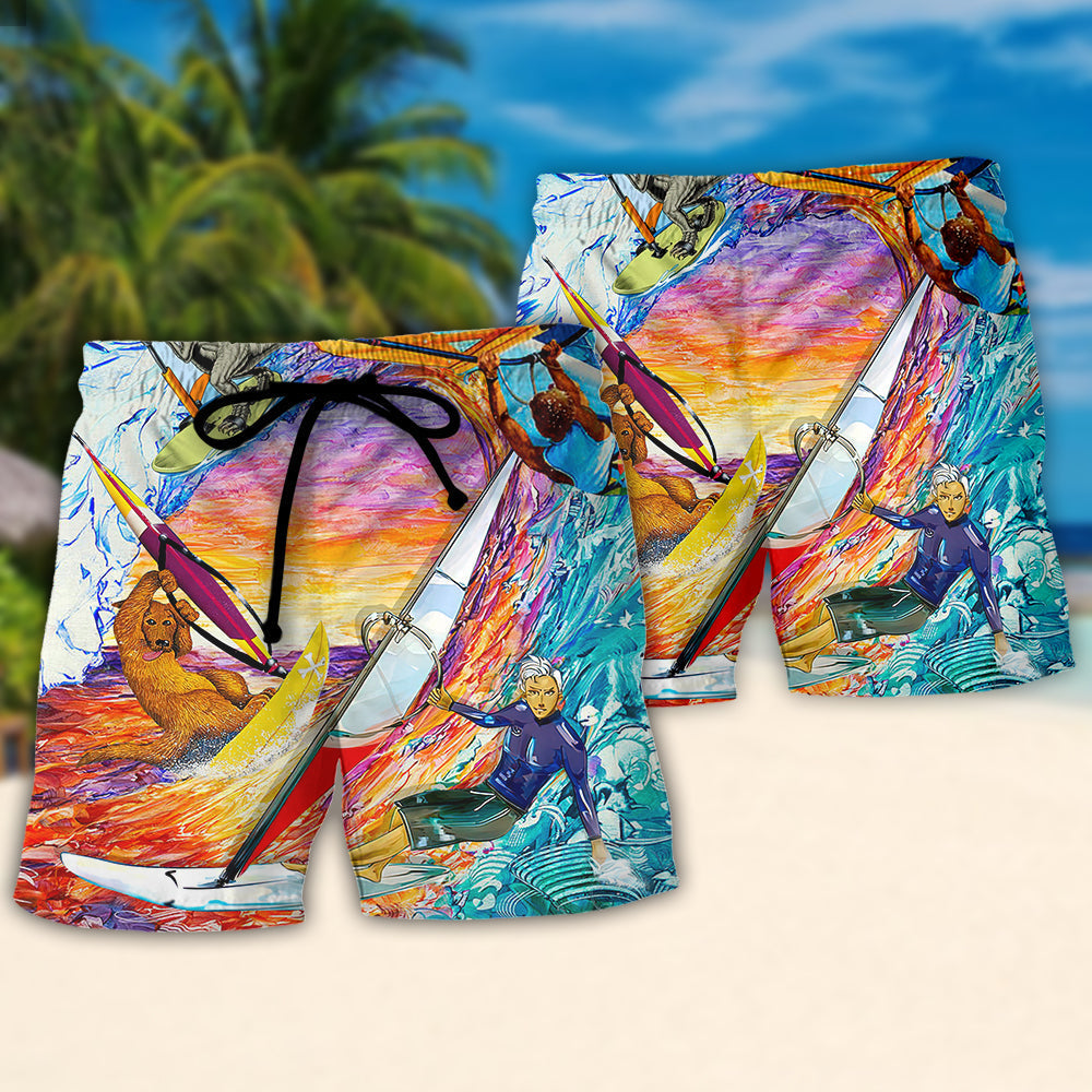 Windsurfing Beach Shorts Pattern Detail For Sunny Day Adventures And Travel Ready Comfort